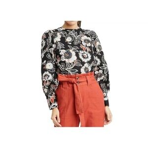 Who What Wear Floral Print Long Sleeve Back Button Up Shirt Size Large